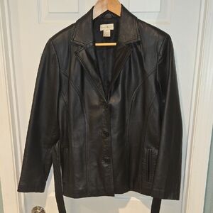 Preswick & Moore Genuine Leather Jacket With Leather Belt Womens Size M
